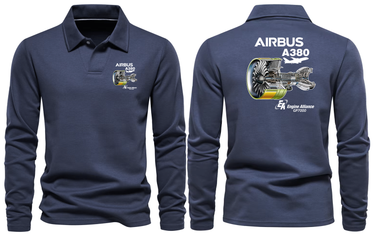 AIRBUS A380 ENGINE LONG SLEEVE POLO